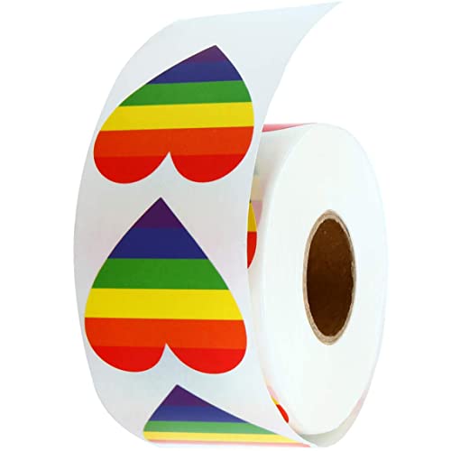 SunaOmni Rainbow Ribbon Stickers Love Gay Pride Stripes Heart Shaped Tape Heart Rainbow Stickers LGBT Sticker Adhesive Roll Love Dekorative Valentine Day Stickers for Gay 2.5cm von SunaOmni