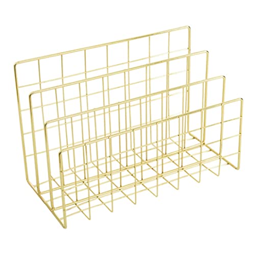 SunaOmni Schreibtisch-Briefablage-Organizer 3-Grid-Papierablage Briefordner-Organizer Metall-BüCherregal Goldene Briefablagen Stapelbare AufbewahrungsfäCher Aus Metall von SunaOmni