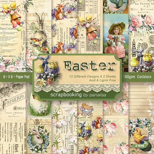 24 Blatt 15,2 x 15,2 cm Ostern Scrapbook Papier einseitiger Karton für Scrapbooking, Tagebuch, Fotoalbum (21046) von Sunch Craft