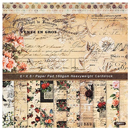 24 Blatt 15,2 x 15,2 cm Valentinstag Scrapbook Papier Vintage Rosenmuster einseitig Karton für DIY Kartenherstellung (20011) von Sunch Craft