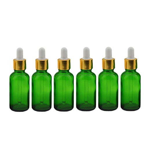 Suneast 5 Stück Tropfflasche aus Glas Kleine Aromatherapie Glasflaschen Leere Nachfüllbare Ätherisches Öl Pipettenflasche mit Glas Pipette für Duftöl Probe, Parfüm, Kosmetik - Grün (50ml) von Suneast