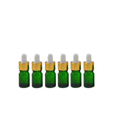 Suneast 5 Stück Tropfflasche aus Glas Kleine Aromatherapie Glasflaschen Leere Nachfüllbare Ätherisches Öl Pipettenflasche mit Glas Pipette für Duftöl Probe, Parfüm, Kosmetik - Grün (5ml) von Suneast