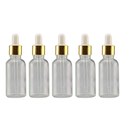 Suneast 5 Stück Tropfflasche aus Glas Kleine Aromatherapie Glasflaschen Leere Nachfüllbare Ätherisches Öl Pipettenflasche mit Glas Pipette für Duftöl Probe, Parfüm, Kosmetik - Klar (100ml) von Suneast