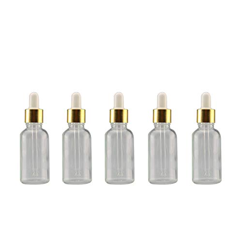 Suneast 5 Stück Tropfflasche aus Glas Kleine Aromatherapie Glasflaschen Leere Nachfüllbare Ätherisches Öl Pipettenflasche mit Glas Pipette für Duftöl Probe, Parfüm, Kosmetik - Klar (10ml) von Suneast