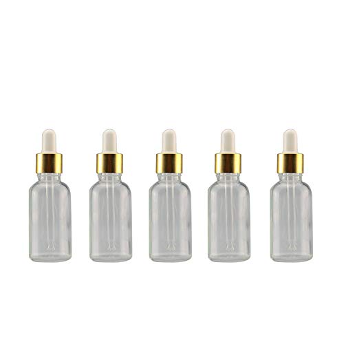 Suneast 5 Stück Tropfflasche aus Glas Kleine Aromatherapie Glasflaschen Leere Nachfüllbare Ätherisches Öl Pipettenflasche mit Glas Pipette für Duftöl Probe, Parfüm, Kosmetik - Klar (15ml) von Suneast