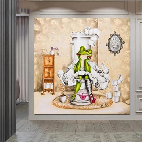 DIY Diamond Painting Set,Toilette Frosch 5D Diamant Painting Bilder für Erwachsene Kinder Full Strassstein Stickerei Kreuzstich Diamant Mosaik Malerei Home Wall Room Decoration Square Drill,40x40cm von Suneve