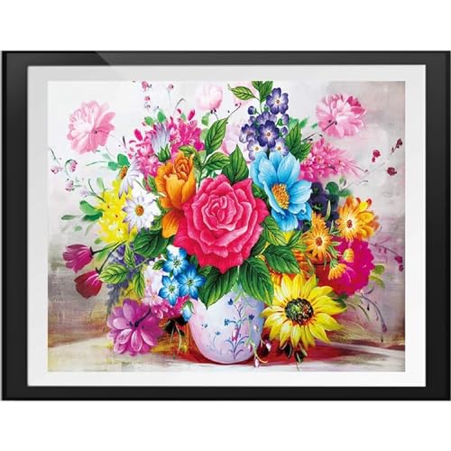 Diamond Painting Schöne Blume,Diamant Painting Bilder Set für Erwachsene,Full 5D DIY Diamant Kunst Malerei Strass Stickerei Set Kreuzstich Bilder Home Wand Dekor Round Drill,50x70cm von Suneve