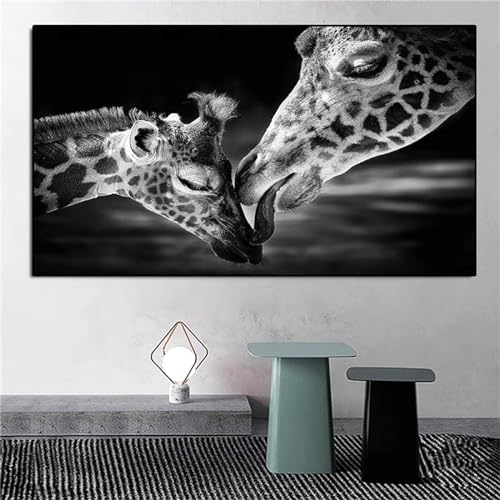 Diamond Painting Schwarz-weiße Giraffe,Diamant Painting Bilder Set für Erwachsene,Full 5D DIY Diamant Kunst Malerei Strass Stickerei Set Kreuzstich Bilder Home Wand Dekor Round Drill,60x80cm von Suneve