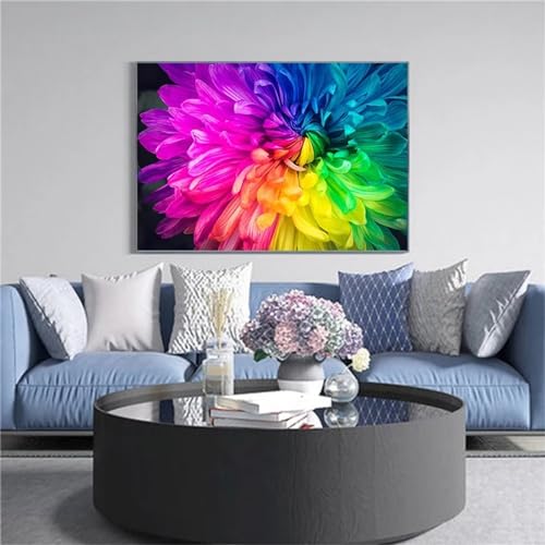 Diamond Painting Set,Bunte Chrysanthemen Diamond Painting,Vollbohrer 5D DIY Strass Stickerei Kreuzstich Leinwand Diamant Art Malerei Nach Zahlen Kits für Erwachsene Kinder Wohn Wand Dekor,60x80cm von Suneve