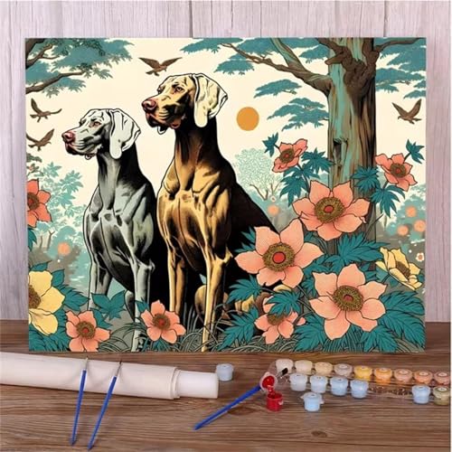 Malen Nach Zahlen Erwachsene Hundeblume DIY Handgemalt Ölgemälde Set für Anfänger mit inklusive Pinsel und Acrylfarben Geschenke und Home Haus Deko(Ohne Rahmen) - 40x50cm von Suneve