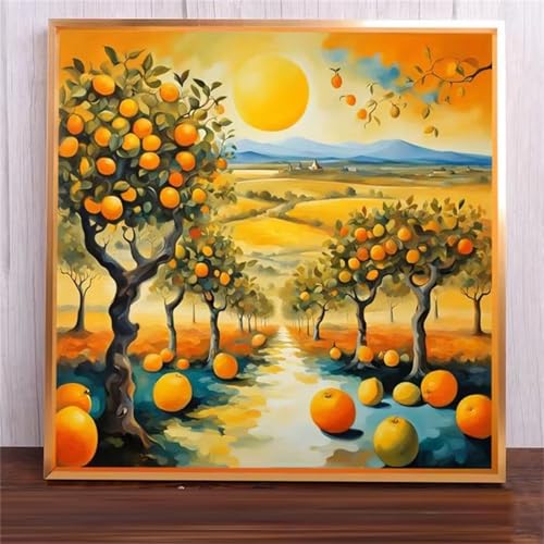 Suneve Malen Nach Zahlen Erwachsene,DIY Fruchtorange Handgemalt Ölgemälde Kit Paint by Numbers mit 3-Pinseln und Acrylfarbe Ohne Rahmen für Geschenk Heimdekoration - 30x30cm von Suneve