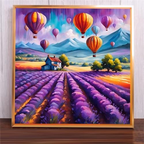 Suneve Malen Nach Zahlen Erwachsene,DIY Heißluftballon-Blume Handgemalt Ölgemälde Kit Paint by Numbers mit 3-Pinseln und Acrylfarbe Ohne Rahmen für Geschenk Heimdekoration - 30x30cm von Suneve