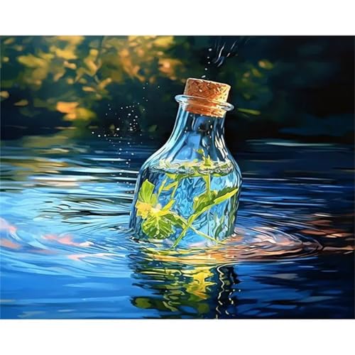 Suneve Malen Nach Zahlen Erwachsene Flussflasche,DIY Landschaft Handgemalt Ölgemälde Kit für Anfänger,mit Pinseln und Acrylfarben für Geschenk und Home Wall Decor(Mit Rahmen) - 40x50cm von Suneve