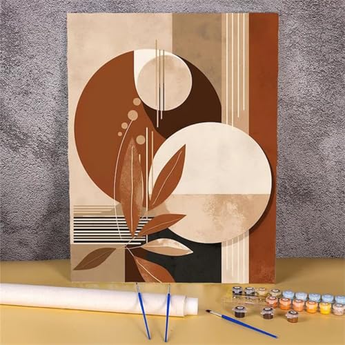 Suneve Malen Nach Zahlen Erwachsene Minimalistische Geometrie Paint by Numbers DIY mit Pinseln und Acrylfarben Malen Nach Zahlen,Landschaft Leinwand Ölgemälde Kunst für Home Decor,ohne Rahmen 45x60cm von Suneve