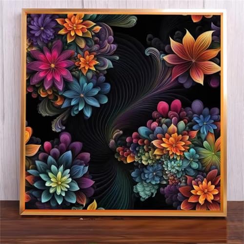 Suneve Malen Nach Zahlen Erwachsene Tropische Blume,DIY Paint by Numbers mit Pinseln und Acrylfarben Handgemalt Ölgemälde Leinwand für Home Decor Mit Rahmen - 70x70cm von Suneve