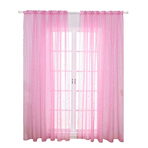 Sunfauo gardinen mit kräuselband gardinen kräuselband Voile Vorhang Panel Stern Sheer Vorhänge Woven net Vorhang Net vorhänge 100X270,pink von Sunfauo