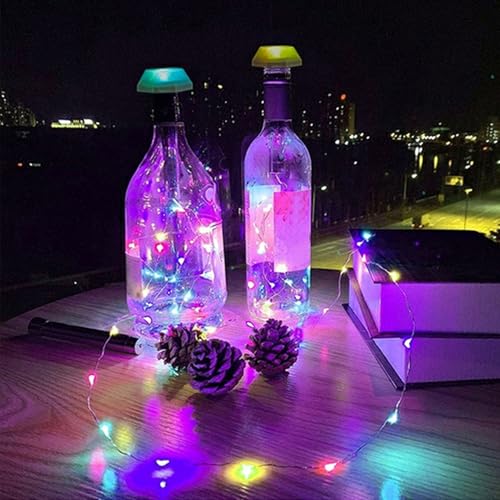 Sunicon Solar Flaschenlichter, 6 Stück Solarlichter LED Flaschenlichterkette mit Korken, Stimmungslichter Weinflasche Nacht Licht, für Flasche DIY, Party, Garten, Weihnachten, Halloween, Hochzeit Deko von Sunicon