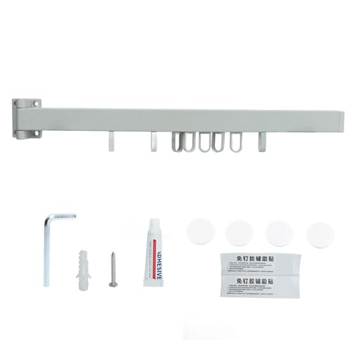 Sunicon Wand-Kleiderständer, einziehbar, platzsparend, einfacher Kleiderbügel, Balkon, Waschküche (White 60cm/23.6in One Fold) von Sunicon