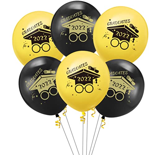 SrliyaAbschlussparty-Dekorationen 2022 Abschlussfeier Banner Flagge Latexballons Aluminiumfolie Ballon Spiralhintergrund Tuch Goldband Partyzubehör (Set A: Zugfahne + 12 von Sunisfa