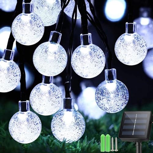 Solar Lichterkette Aussen,7m 33 LED 8 Modi Lichterkette Außen Solar, IP65 Solar Kristall Kugeln Wasserdicht,Solarlichterkette Außen Für Garten,Balkon,Terrassen,Hochzeiten,Partys (33LED Coole Farbe) von Sunlisky