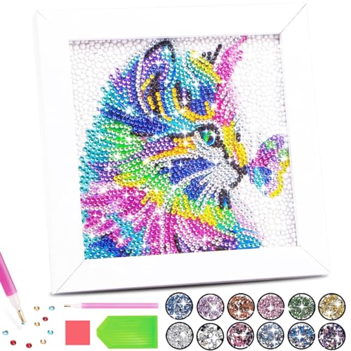 Diamond Painting Kinder, Mädchen Geschenke 5 6 7 8 9 11 Jahre Bastelset Kinder ab 6-12 Jahre Basteln Mädchen 8-9-10 Jahre Geburtstag Geschenke für Mädchen Voller Bohrer Diamant Painting Set mit Rahmen von Sunmike