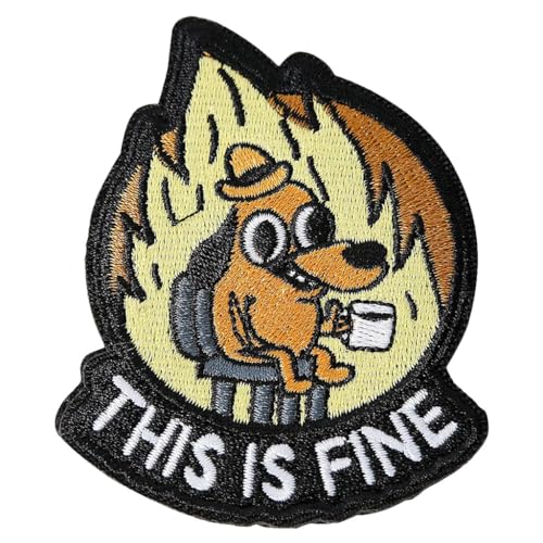 Sunnine This is Fine Dog Patch Hook and Loop Morale Tactical Patch for Jackets Backpacks Hats Bags Vests von Sunnine