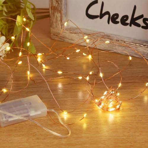 Sunniu Lichterkette Batterie, 1 Stück 5m 50 LED Warmweiß außen Lichterketten für Weihnachten, Schlafzimmer, Party, Hochzeit von Sunniu