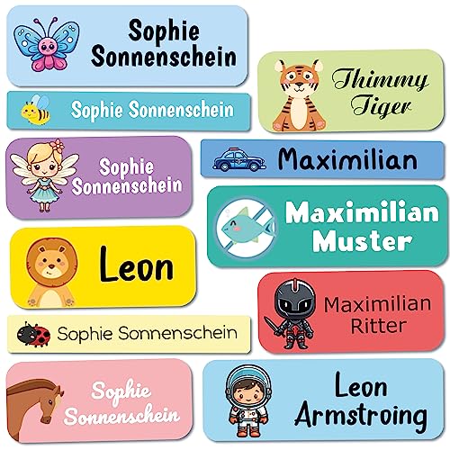 216 Stück personalisierte Namensaufkleber für Stifte, Kugelschreiber und Schulsachen. Sticker für Kinder, Schule und Kindergarten.Zum Markieren von Gegenständen. (Bundle) von Sunnywall