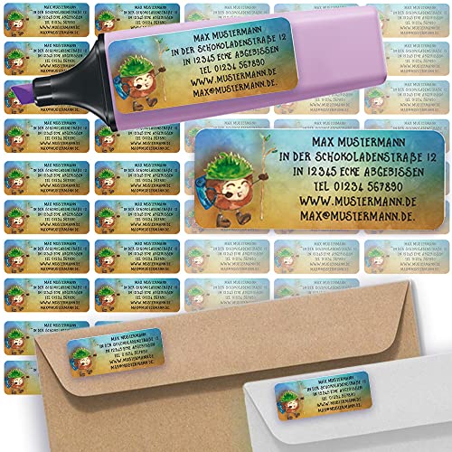 Adress-Etiketten - Adress-Aufkleber Sticker Namensaufkleber mit Ihrem Wunschtext 57x 23mm, für 1 bis 5 Zeilen Text - 45 Stück 45 Hintergründe zur Auswahl (10 Kastanie Chestnut) von Sunnywall