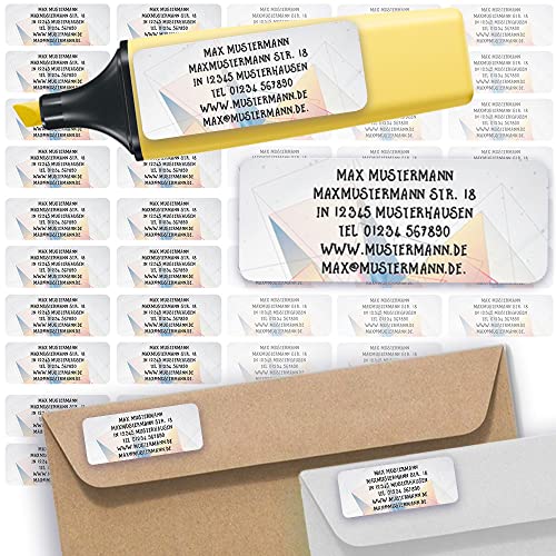 Adress-Etiketten - Adress-Aufkleber Sticker Namensaufkleber mit Ihrem Wunschtext 57x 23mm, für 1 bis 5 Zeilen Text - 45 Stück 45 Hintergründe zur Auswahl (21 Modern Abstrakt abstract) von Sunnywall