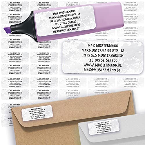 Adress-Etiketten - Adress-Aufkleber Sticker Namensaufkleber mit Ihrem Wunschtext 57x 23mm, für 1 bis 5 Zeilen Text - 45 Stück 45 Hintergründe zur Auswahl (28 Heirat marriage) von Sunnywall