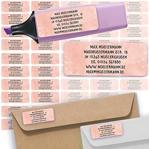 Adress-Etiketten - Adress-Aufkleber Sticker Namensaufkleber mit Ihrem Wunschtext 57x 23mm, für 1 bis 5 Zeilen Text - 45 Stück 45 Hintergründe zur Auswahl (32 Watercolor) von Sunnywall