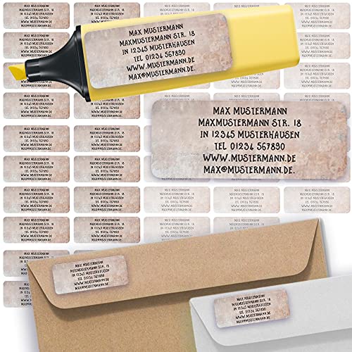 Adress-Etiketten - Adress-Aufkleber Sticker Namensaufkleber mit Ihrem Wunschtext 57x 23mm, für 1 bis 5 Zeilen Text - 45 Stück 45 Hintergründe zur Auswahl (34 Sichtbetonoptik Patina) von Sunnywall