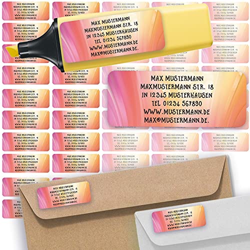 Adress-Etiketten - Adress-Aufkleber Sticker Namensaufkleber mit Ihrem Wunschtext 57x 23mm, für 1 bis 5 Zeilen Text - 45 Stück 45 Hintergründe zur Auswahl (38 Modern) von Sunnywall