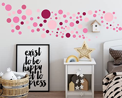 Sunnywall® - 130 bunte Wandtattoo Kreise als Sticker Set für Baby- und Kinderzimmer - Punkt-Dots als Klebepunkte in diversen Farben - Wandaufkleber für eine individuelle Wandgestaltung (Mix, Rosa) von Sunnywall