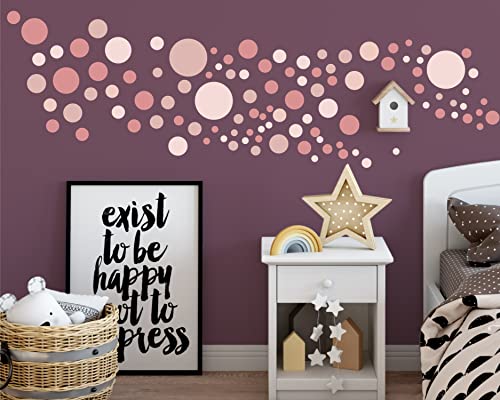 Sunnywall® 130 bunte Wandtattoo Kreise als Sticker Set für Baby- & Kinderzimmer - Punkt-Dots als Klebepunkte in verschiedenen Farben - Wandaufkleber für eine individuelle Wandgestaltung Altrosa von Sunnywall