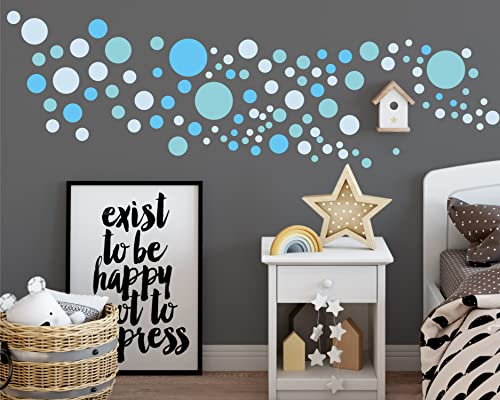 Sunnywall® 130 bunte Wandtattoo Kreise als Sticker Set für Baby- & Kinderzimmer - Punkt-Dots als Klebepunkte in verschiedenen Farben - Wandaufkleber für eine individuelle Wandgestaltung Babyblau von Sunnywall