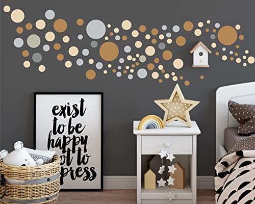 Sunnywall® 130 bunte Wandtattoo Kreise als Sticker Set für Baby- & Kinderzimmer - Punkt-Dots als Klebepunkte in verschiedenen Farben - Wandaufkleber für eine individuelle Wandgestaltung Bronze von Sunnywall