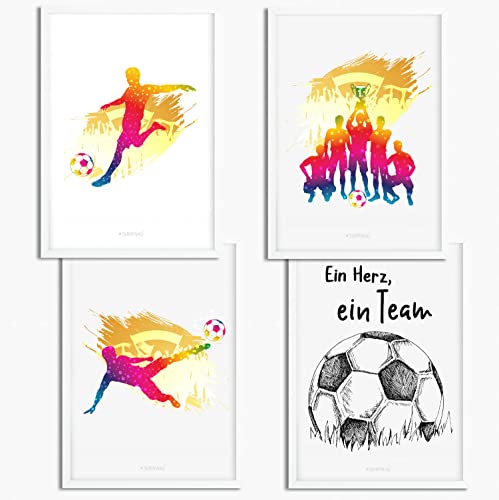 Sunnywall® 3er Set Poster Kinderzimmer - A4 Bilder Babyzimmer Kinderposter | OHNE Bilderrahmen | - Deko Mädchen Junge | (Fussball, A4 (21 cm x 29,7 cm)) von Sunnywall