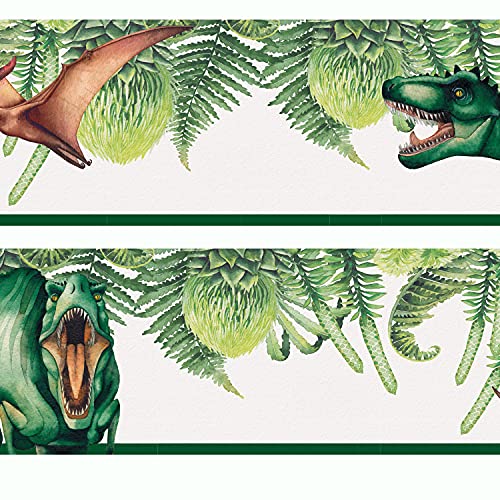 Sunnywall® Wandbordüre Bordüre -Dinosaurier T-Rex einzigartiges Design | Baby- Kinderzimmer Dekoration | hochwertiges Tapetenvlies | 400 x 12 cm von Sunnywall