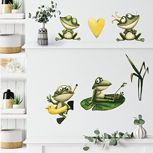 Sunnywall Frosch Teich Baden Plantschen Wandsticker Wandtattoo Wandbild Baby Aufkleber Kinderzimmer Bad Wandaufkleber Badezimmer von Sunnywall