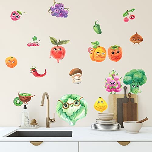 Sunnywall Tier Safari Wandsticker Wandtattoo Wandbild Baby Aufkleber Kinderzimmer Baby Wandaufkleber Spielzimmer Küche (Sweet Fruits Set 1) von Sunnywall