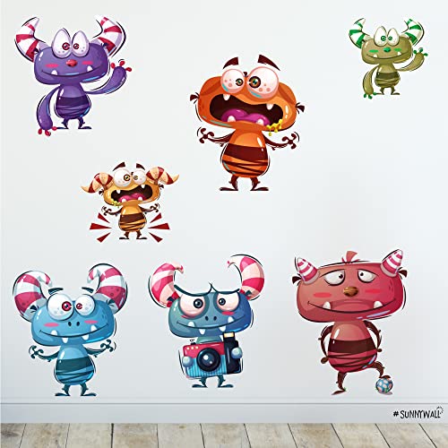 Sunnywall Wandsticker Wandtattoo Wandbild Baby Aufkleber Kinderzimmer Baby Wandaufkleber Spielzimmer (Monster Charaktere) von Sunnywall