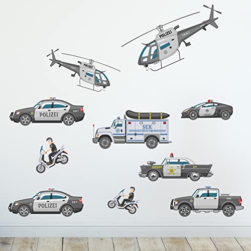 Sunnywall Wandsticker Wandtattoo Wandbild Baby Aufkleber Kinderzimmer Baby Wandaufkleber Spielzimmer (Polizei) von Sunnywall