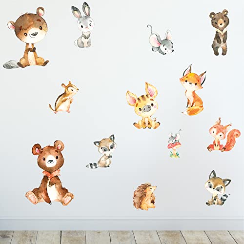 Sunnywall Wandsticker Wandtattoo Wandbild Baby Aufkleber Kinderzimmer Baby Wandaufkleber Spielzimmer (Waldliebe Charaktere Tiere) von Sunnywall