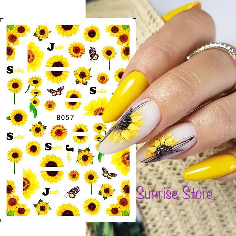 3D Nail Art Sticker 57 Sonnenblume Schmetterling Blumen Blätter Abziehbild Maniküre Diy Peel & Stick Aufkleber von SunriseStoreUSA