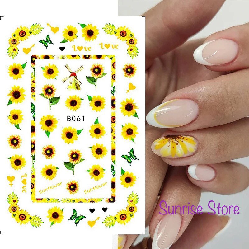 3D Nail Art Sticker 61 Sonnenblume Schmetterling Blumen Blatt Abziehbild Maniküre Diy Peel & Stick Aufkleber von SunriseStoreUSA