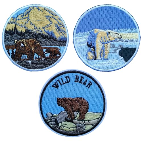 3 x bestickte Aufnäher mit Wildbären, zum Aufbügeln, Nationalpark, Bär, Kleidung, Stoffabzeichen von Sunshine Patch