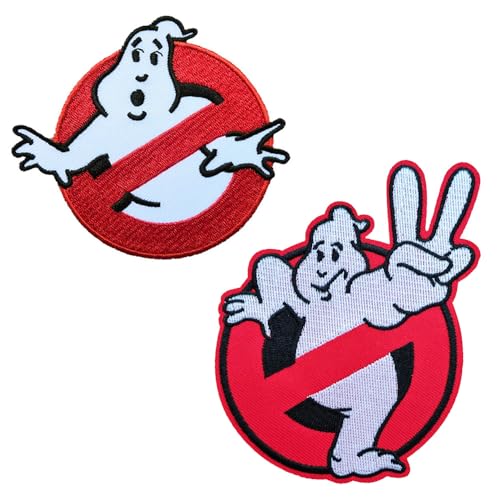 Sunshine Patch 2 Stück Halloween Ghostbuster One und Ghostbuster Two Logo bestickter Aufnäher zum Aufbügeln von Sunshine Patch