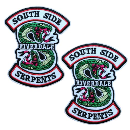 Sunshine Patch 2 Stück South Side Serpents bestickter Aufnäher zum Aufbügeln, doppelter Schlangenkopf, Bekleidungszubehör, DIY von Sunshine Patch
